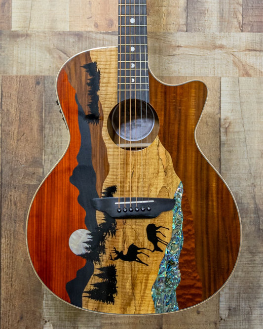 Luna Vista Deer Tropical Wood A/E with Hardshell Case