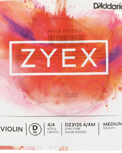 Zyex Violin 4/4 Scale D String Med Tension - Silver Wound
