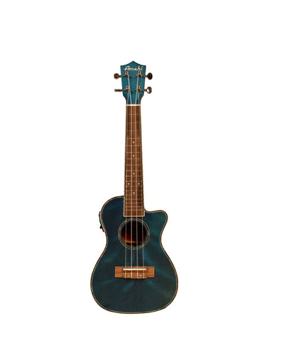Amahi Classic AC/EL Concert Uke Dark Blue w/ Deluxe Padded Gig Bag