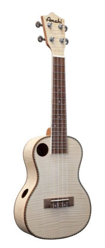 Amahi Classic Flamed Maple Concert w/Offset & Side Soundhole Uke w/ Deluxe Padded Gig Bag