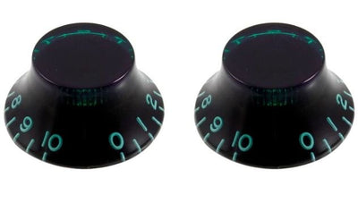 AllParts Set of 2 Vintage Black Bell Knobs w/ Green Tint