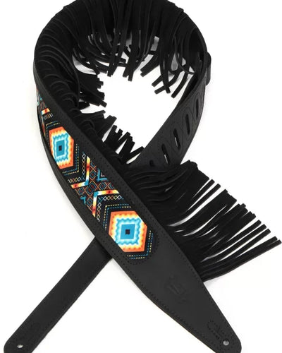 Levy's Crazy Horse Leather Strap With Fringe Black