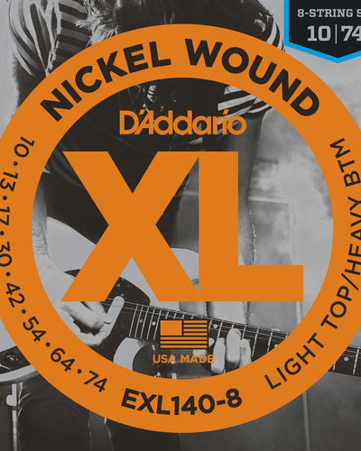 D'Addario 8 String Electric Guitar Set 10-74