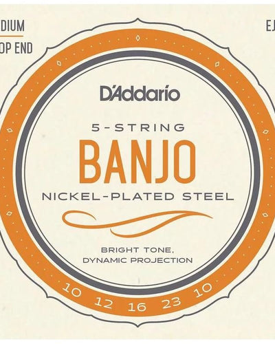 D'Addario EJ61 Nickel Wound 5-string Banjo Strings 10-23 Medium