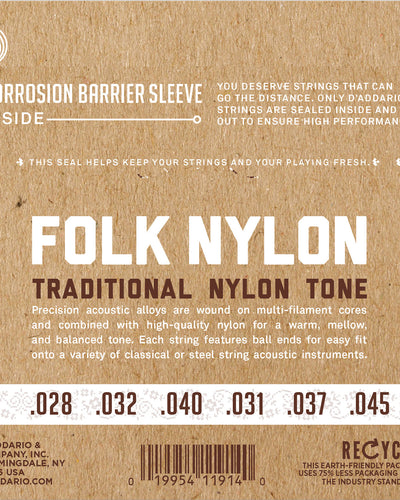 D'addario Folk Silver Nylon Ball End