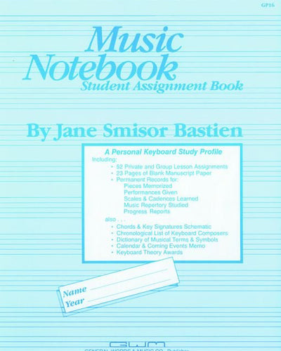 Music Notebook Student Assignment Book