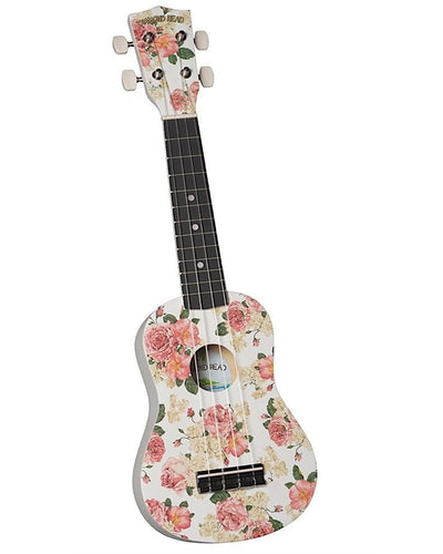 Diamond Head Vintage Soprano Uke White Floral w/ Vinyl Gig Bag