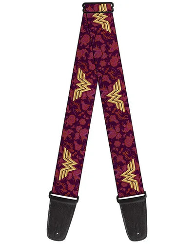 Buckle-Down Wonder Woman Logo Floral Guitar Strap