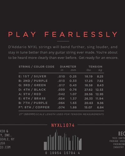 D'Addario NYXL 10-74 Electric 8 String Set