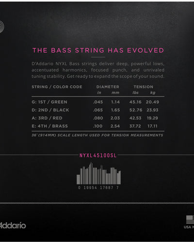 D'Addario NYXL 45-100 Regular Light/Long Scale Bass Strings
