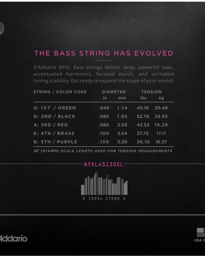 D'Addario NYXL 45-130 Super Long Scale 5-String Set