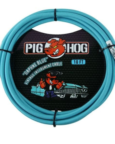 Pig Hog 10FT Straight Daphne Blue Instrument Cable