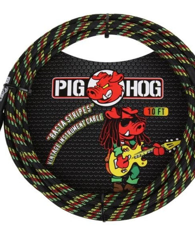 Pig Hog 10FT Straight Rasta Stripes Instrument Cable