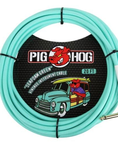 Pig Hog 20FT Right angle Seafoam Green Instrument Cable