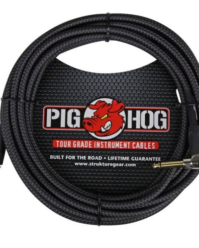 Pig Hog 20FT Right Back In Black Instrument Cable