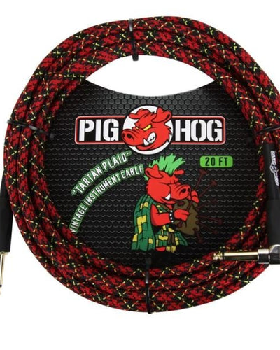 Pig Hog 20FT Right Tartan Plaid Instrument Cable