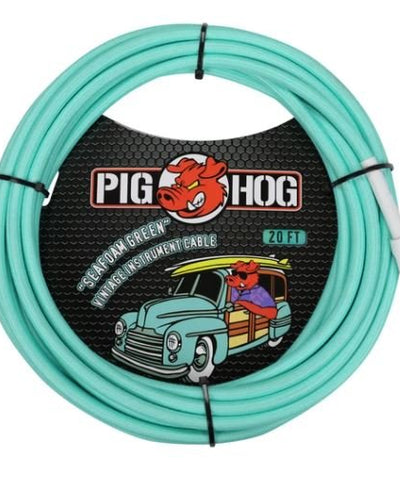 Pig Hog 20FT Straight Seafoam Green Instrument Cable