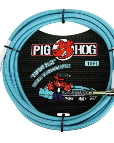 Pig Hog 10FT Right Daphne Blue Instrument Cable