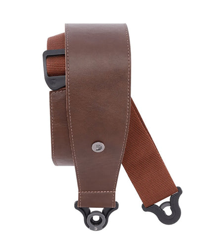 D'addario Locking Comfort Leather Guitar Strap 3" Brown