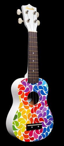 Amahi Rainbow Flower Petals Soprano Uke w/ Vinyl Gig Bag