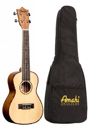 Amahi Spruce/Mahogany Baritone Uke w/ Deluxe Padded Gig Bag